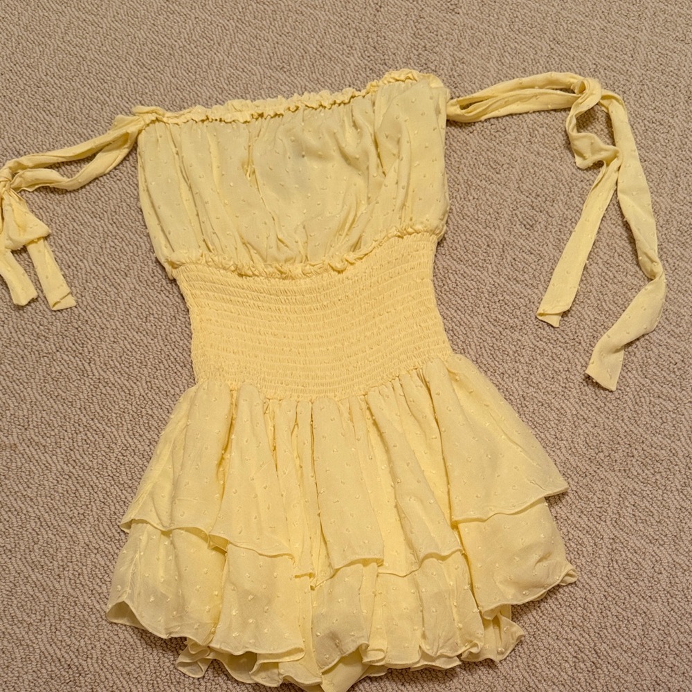 Forever 21 Pale Yellow Ruffled Mini Dress